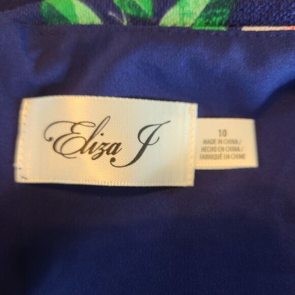 Eliza J Navy Blue Floral Mini Dress Women 14 Flutter Sleeve Fairy Cottagecore - Picture 12 of 15